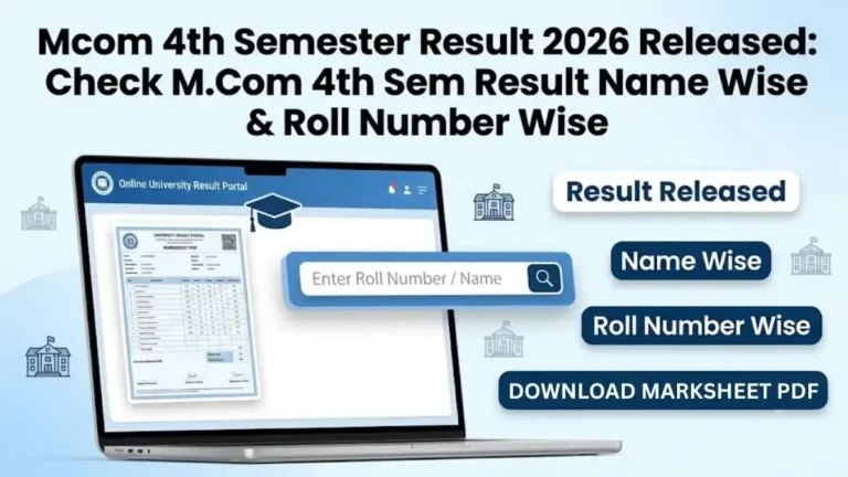 Mcom 4th Semester Result 2026 Released Check M.Com 4th Sem Result Name Wise & Roll Number Wise