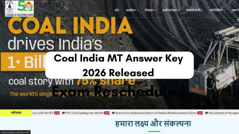 Coal India MT Answer Key 2026 Released Candidates Can Check Download Answer Key and Objection Dates