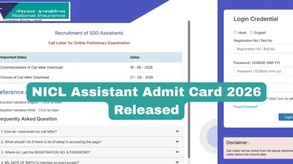 NICL Assistant Admit Card 2026 Released How to Download NICL Assistant Admit Card, Documents Required and More