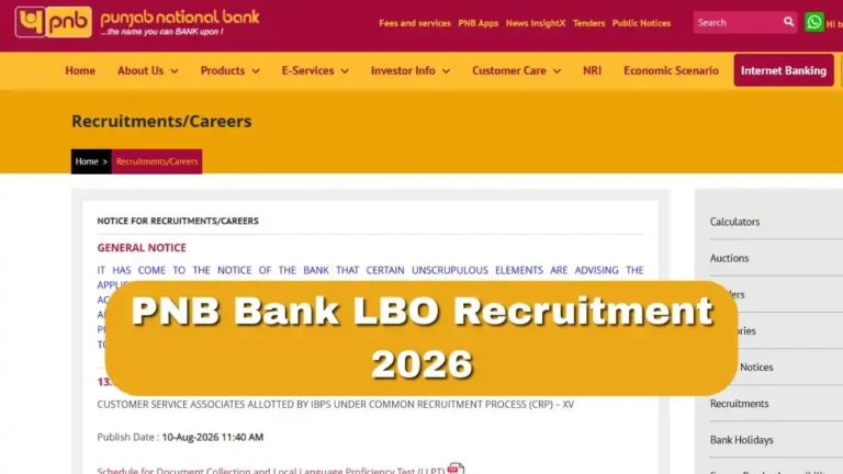 PNB Bank LBO Recruitment 2026 Big Opportunity for 545 Posts, Check Eligibility and Last Date