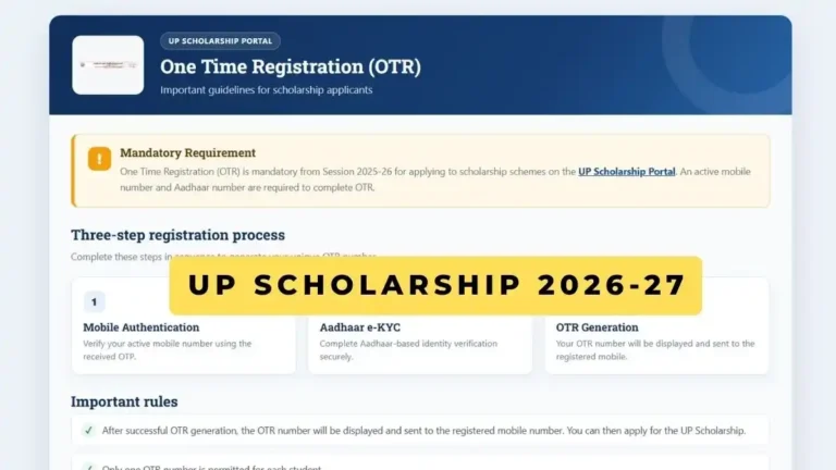 UP Scholarship 2026-27 Apply Online for Class 9 to 12, Check Dates and Important Links
